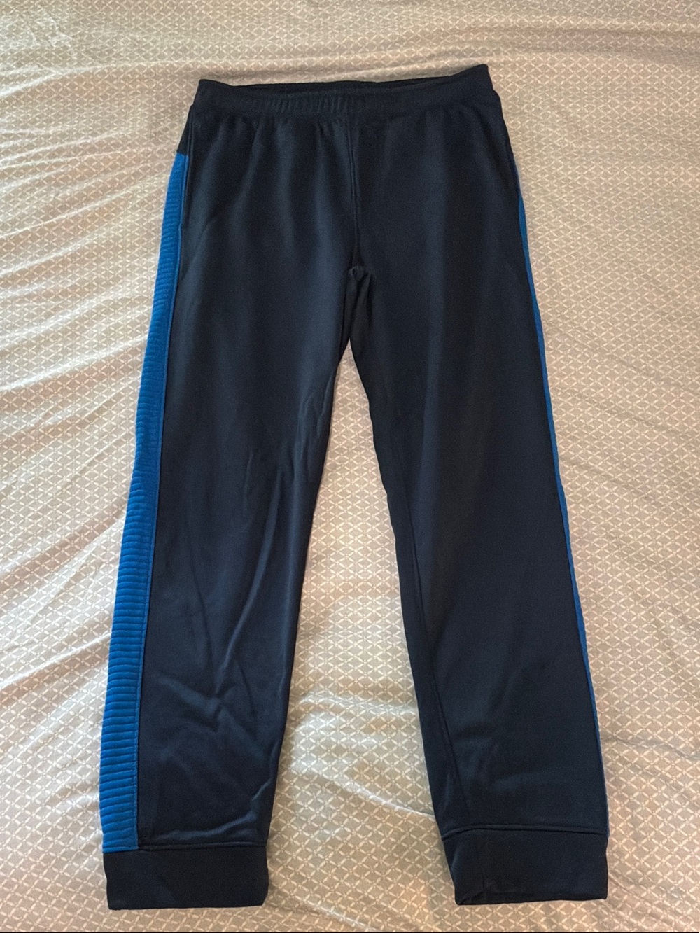 Old Navy Black Track Pants with Blue Side Stripe